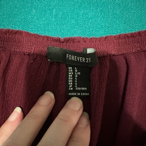 Forever 21 Women’s L Strapless Burgundy Romper Boho Tube Top Shorts Rayon - Picture 5 of 6